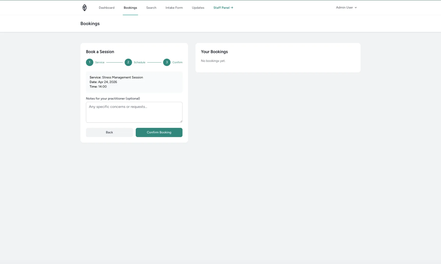 Member booking step 3 confirm