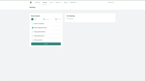 Member booking step 1 select vservice